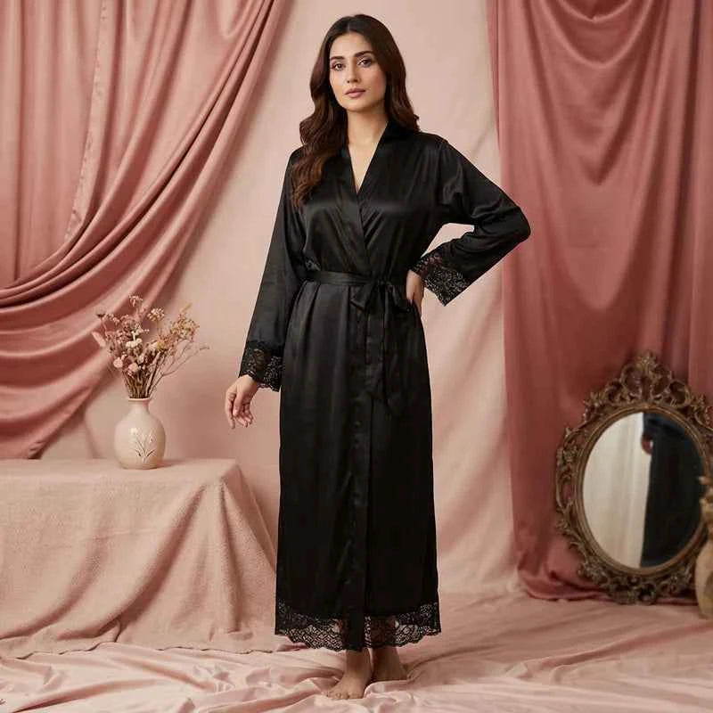 Satin Luxe Black 2-Piece Nightwear Set