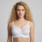 Beige Lace Embroidered Minimizer Bra - Wireless Full Coverage Comfort Bra