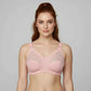 Beige Lace Embroidered Minimizer Bra - Wireless Full Coverage Comfort Bra