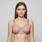 Beige Embroidered Full Coverage Wireless Minimizer Bra - Non-Padded Comfort Support Bra