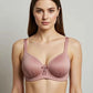 Grey Wireless Molded T-Shirt Bra with Center Bow Detail - Smooth Comfort Foam Cup Bra