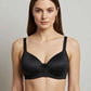 Grey Wireless Molded T-Shirt Bra with Center Bow Detail - Smooth Comfort Foam Cup Bra