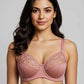 Beige Embroidered Underwire Bra - Floral Lace Full Coverage Support Bra
