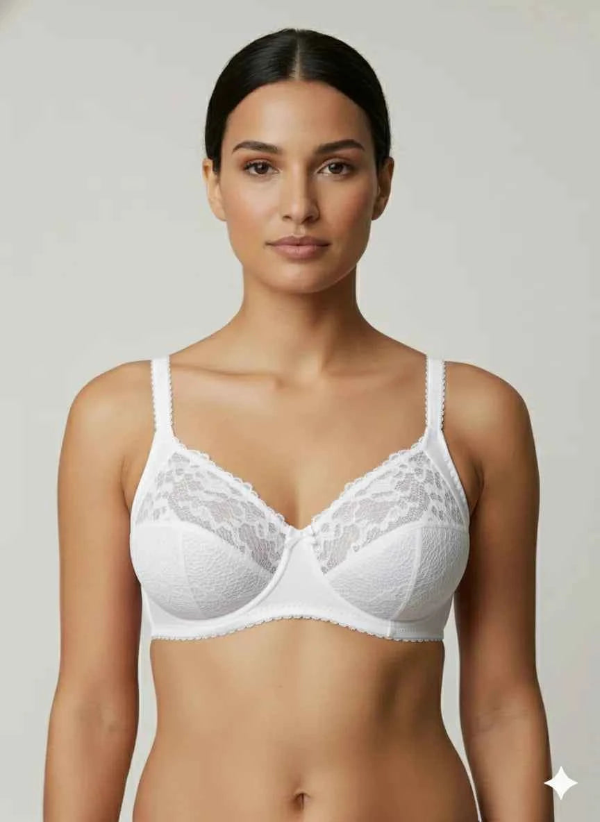 Red Lace Underwire Balconette Bra - Floral Scalloped Support