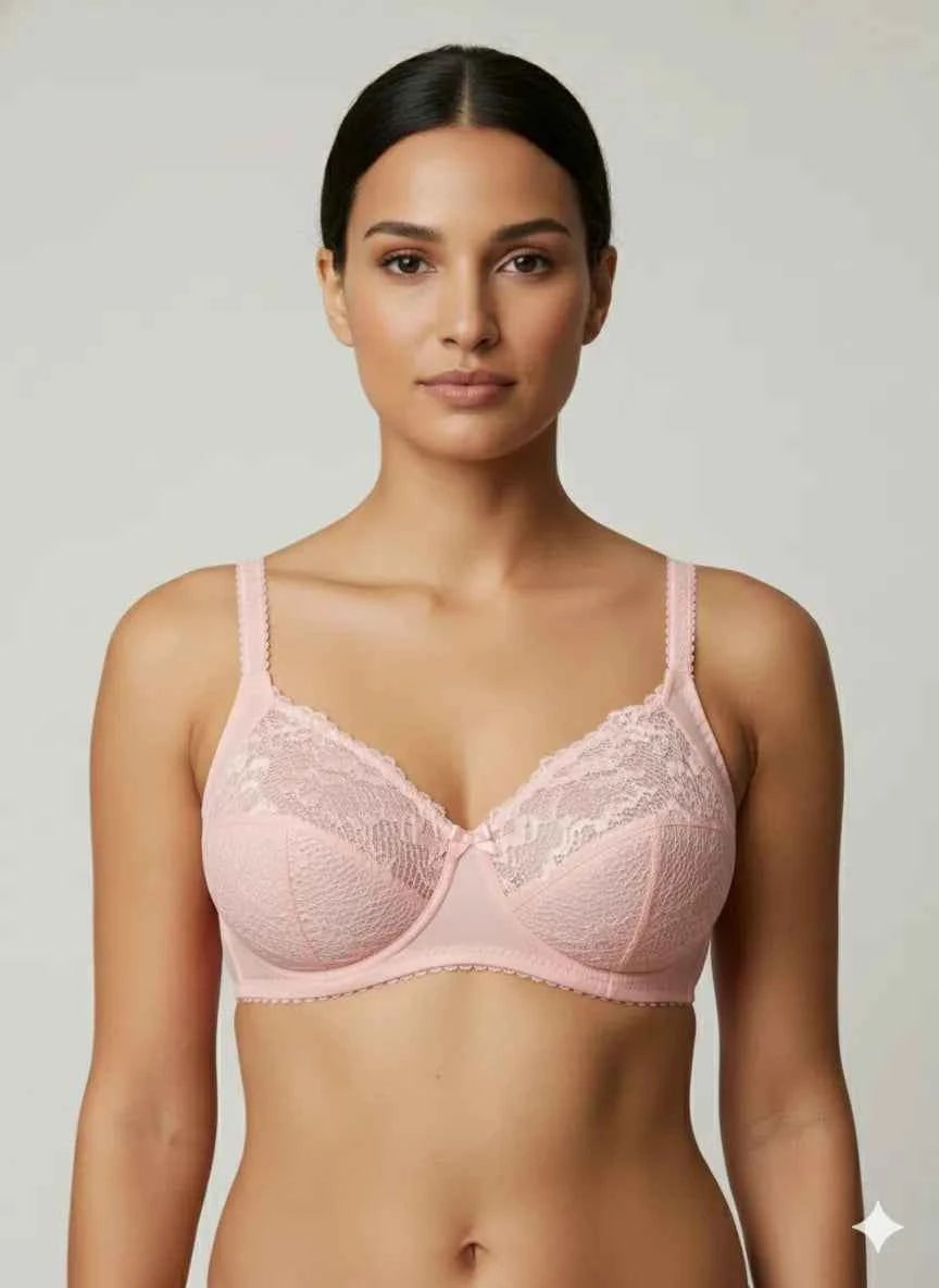 Red Lace Underwire Balconette Bra - Floral Scalloped Support