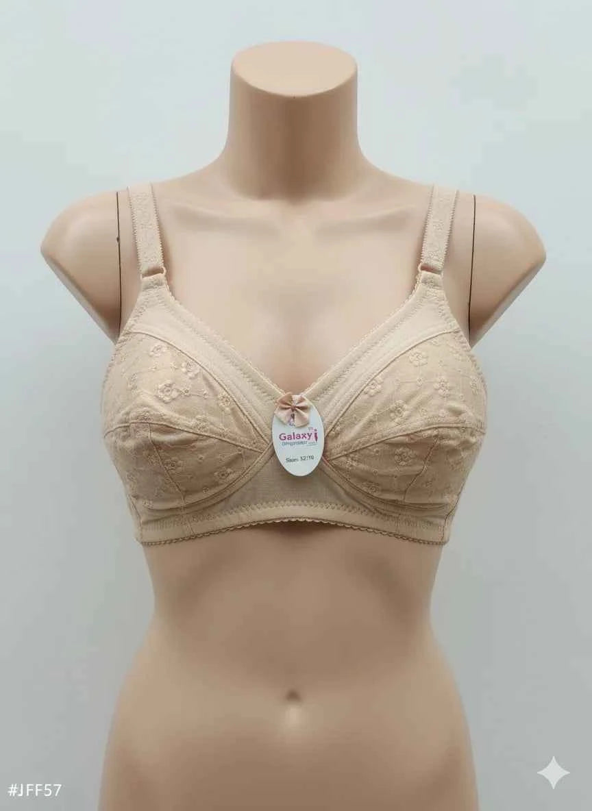 Premium Maroon Embroidered Cotton Bra – Non-Padded & Wireless Daily Comfort