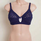 Premium Royal Blue Cotton Bra with Floral Lace Panel – Non-Padded & Wireless Comfort