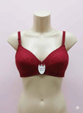 Premium Maroon Embroidered Cotton Bra – Non-Padded & Wireless Daily Comfort