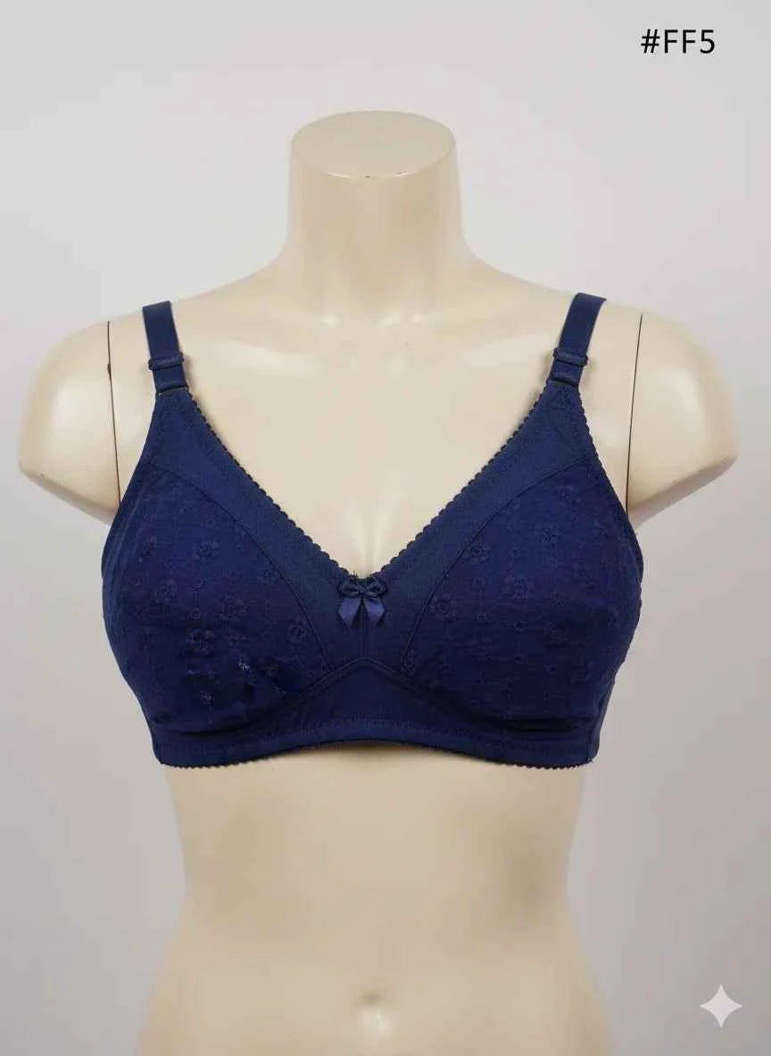 Premium Maroon Embroidered Cotton Bra – Non-Padded & Wireless Daily Comfort