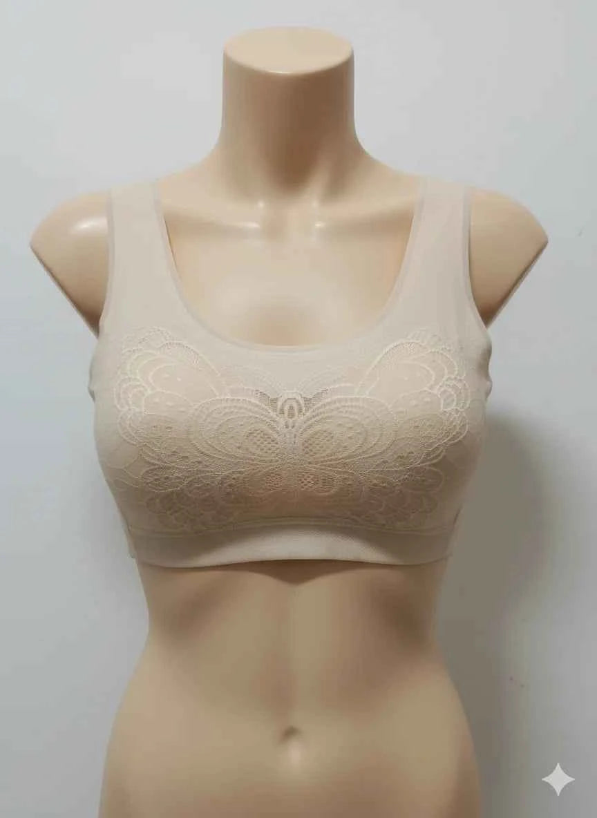 Non-Wired Wireless Lace Bralette – Soft Cotton-Blend Stretchable Air Bra