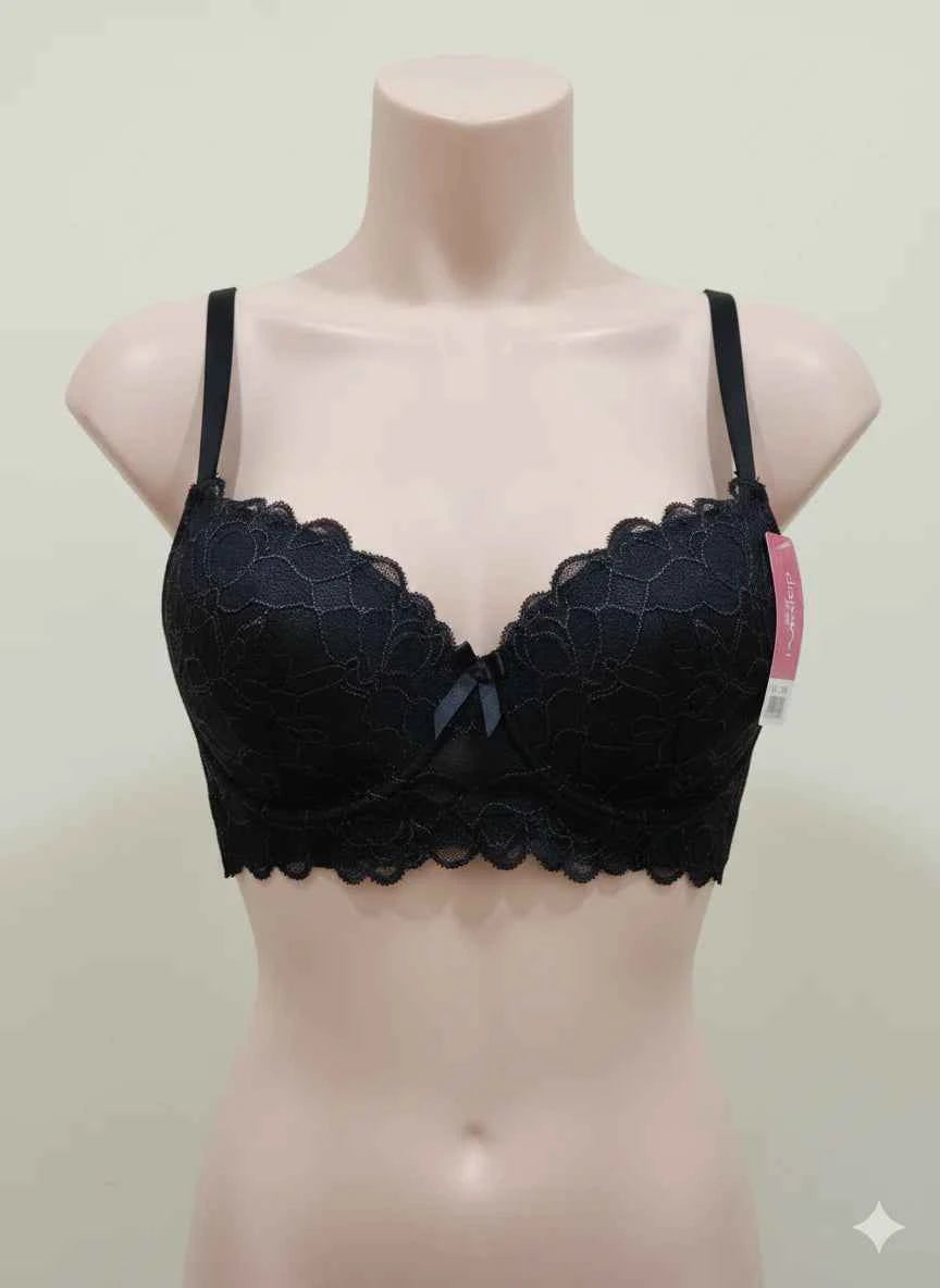 Deep Plum Fancy Lace Bra for Women – Padded Support with Premium Finish