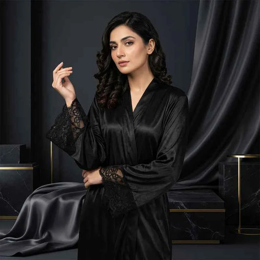 Satin Luxe Black 2-Piece Nightwear Set